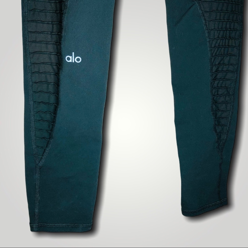 alo Leggings hunter green luminous mesh panels M - Picture 7 of 8
